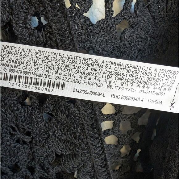 Zara Black Macrame Knit Crochet Cardigan Coat Long Sleeve Jacket, size XS-S - Picture 9 of 9